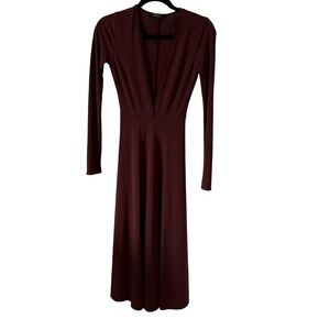 Forever 21 Contemporary Long Sleeve Fit and Flare Dress Dusty Rose Size S